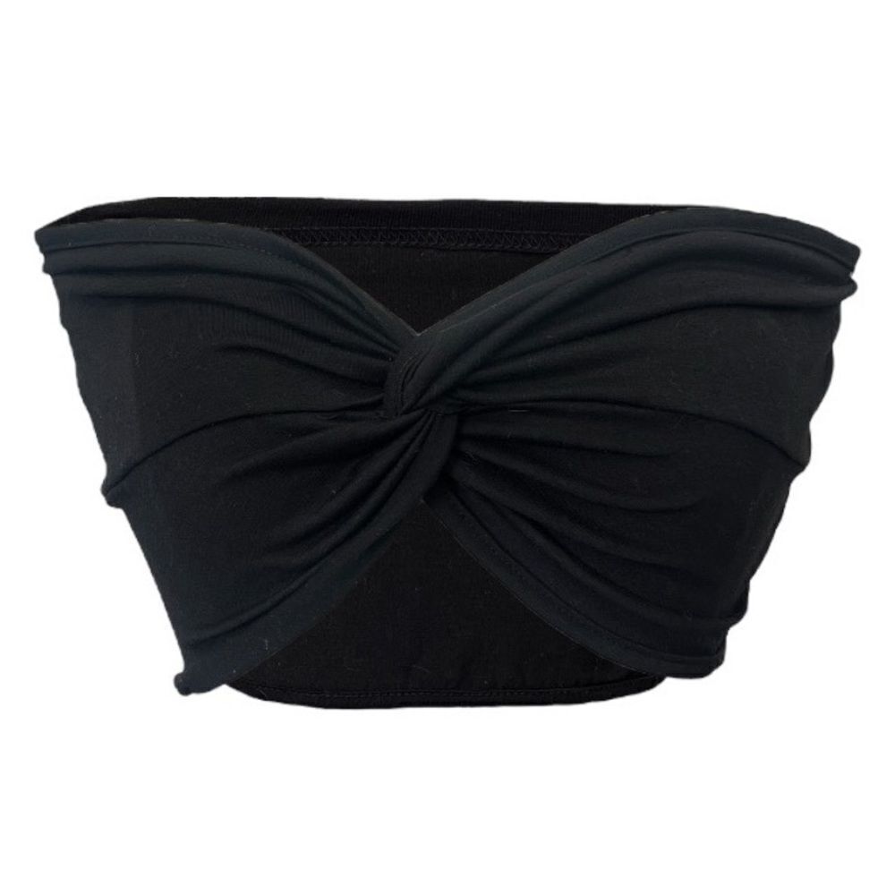 🔥4/$25 Shein Solid Black Twist Front Bandeau Top